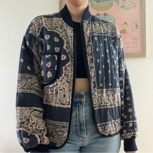 The GREAT. The Bandana Print Quilted Bomber Jacket 0/XS